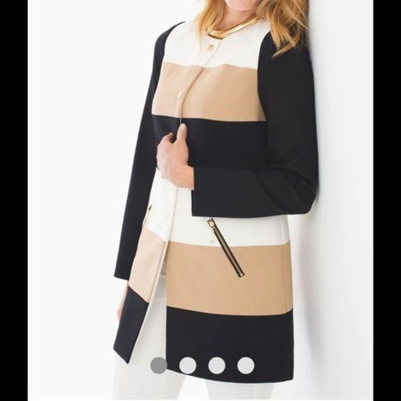 Chico's Statement Colorblock Jacket Camel/Black Large - Picture 2 of 16